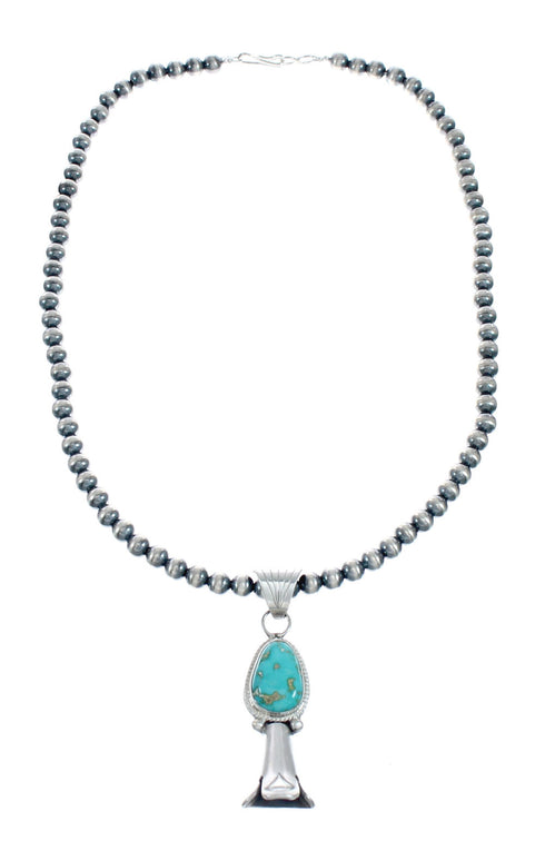 Navajo Turquoise Sterling Silver Old Pawn Bead Necklace SN20296